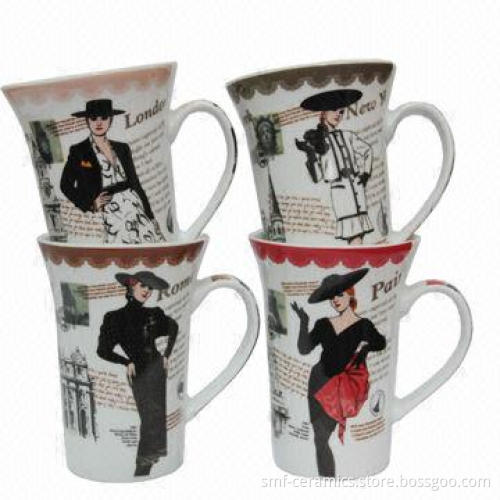 11oz Straight/Ceramic/Porcelain Mugs with Full Decal, Cadmium and Lead-free, New Bone China